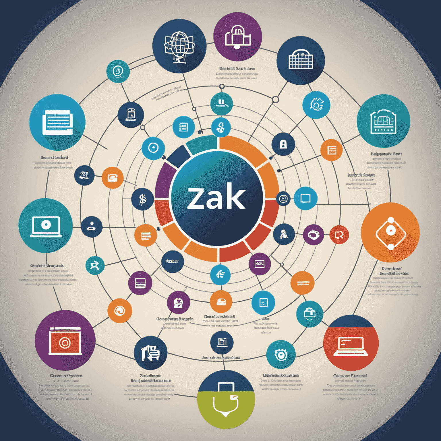 Diagramma che mostra Zak Wubook PMS al centro connesso a varie piattaforme di prenotazione e strumenti di gestione alberghiera